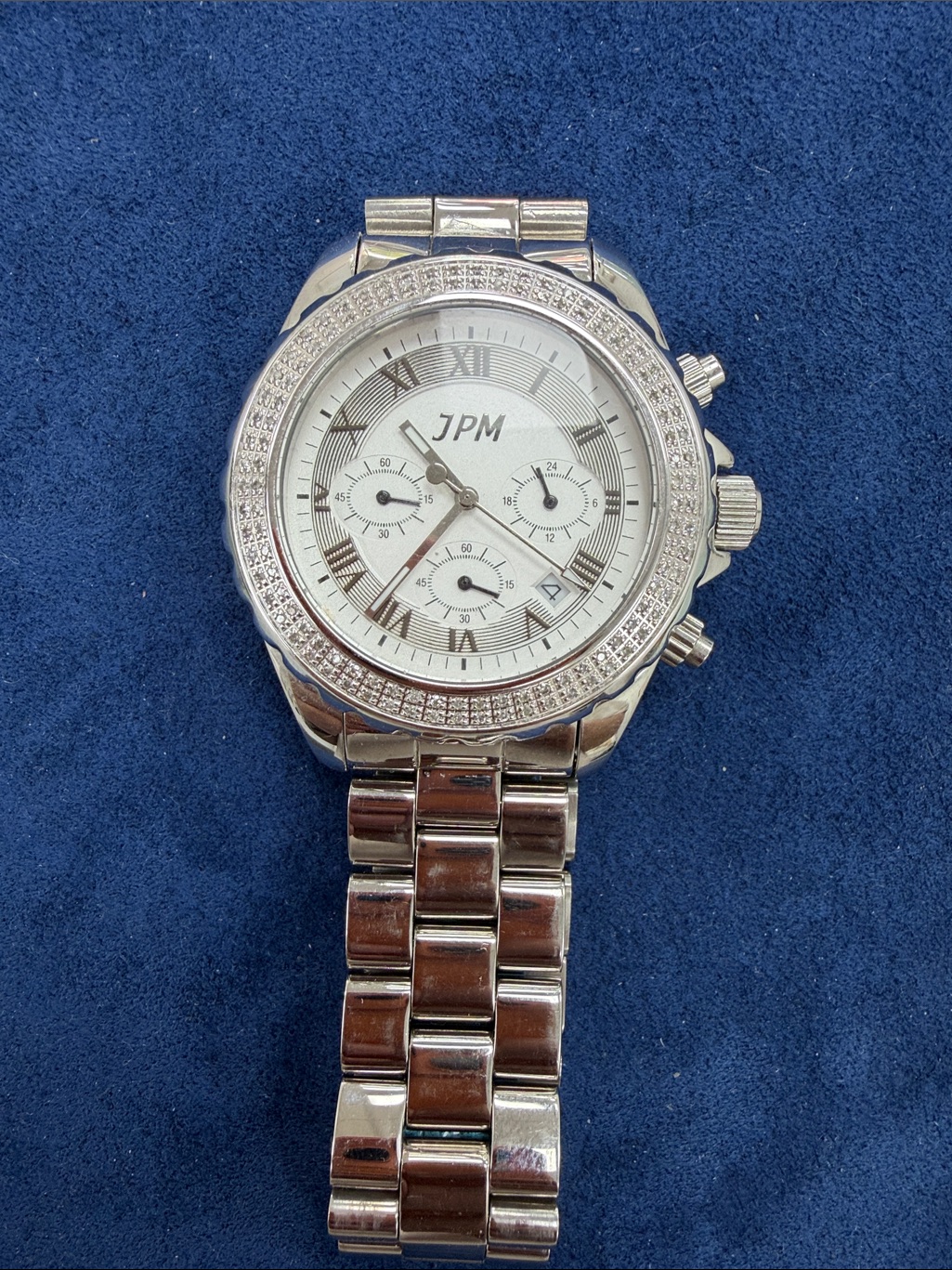 Jpm Stainless Steel Diamond Bezel Watch Jpm Stainless Steel Diamond Bezel Watch